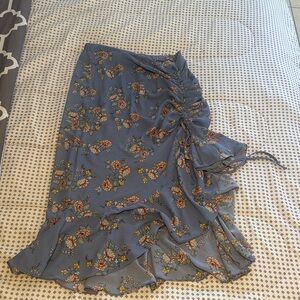 Max Studio Asymmetrical Floral Skirt in Blue and Yellow